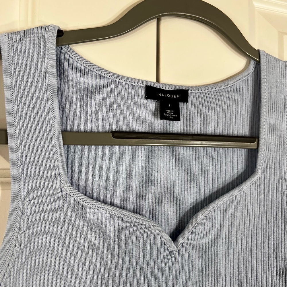 Halogen Light Blue Ribbed Tank Top - Picture 2 of 7